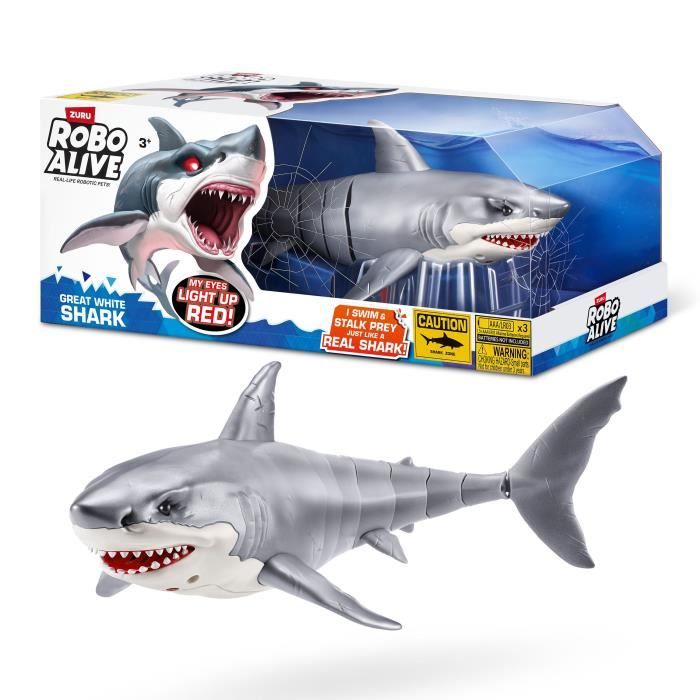 Jouet Interactif ZURU Shark Attack Robo Alive Grand requin avec mouvements réalistes et yeux brillants