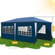 Izrielar Tonnelle de jardin réception avec parois latérales fenêtres Fête Camping portable Bleue 3x6m TENTE DE DOUCHE-1