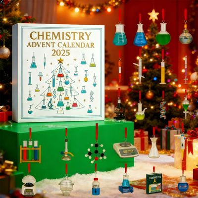 Calendrier De L'Avent 2025 Chimie - 24 Pendentifs En Acrylique 2D, Décorations Suspendues Thème Laboratoire