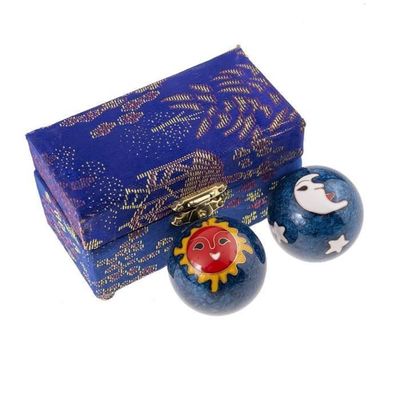 Boules chinoises de Qi Gong, coffret 2 boules + livre