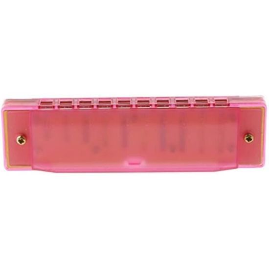 Harmonica 10 Trous Pour Enfants - Plastique Translucide - Avec étui - Débutants - Couleurs Vives (Rose, Etc.)