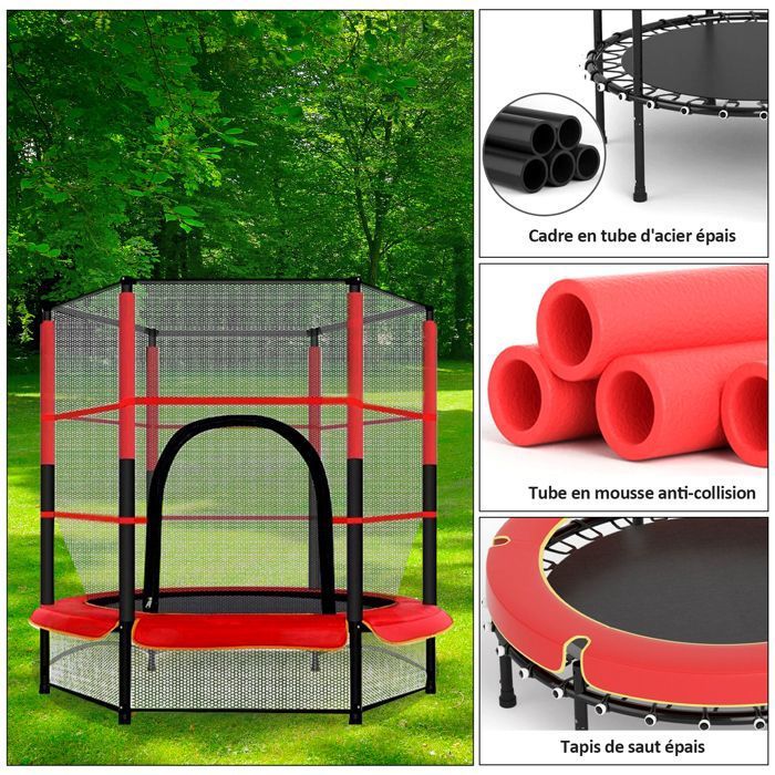 Trampoline Enfant 140cm Avec Filet De Sécurité - Trampoline Intérieur Extérieur Charge 45kg