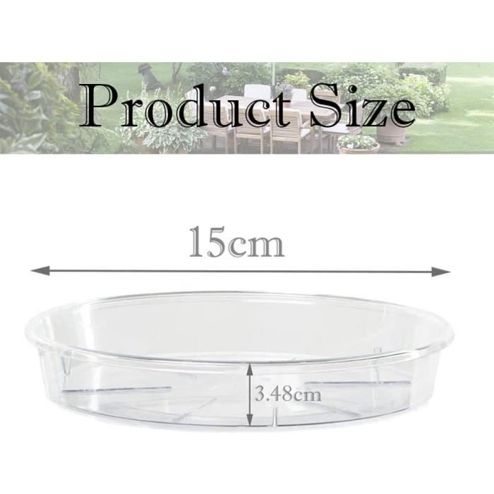 15 Soucoupes Plastique Transparentes Pour Pots De Fleurs - 3 Tailles (15,2 / 17,5 / 19,5 Cm) Plateaux D'Égouttement Intérieur Extérieur