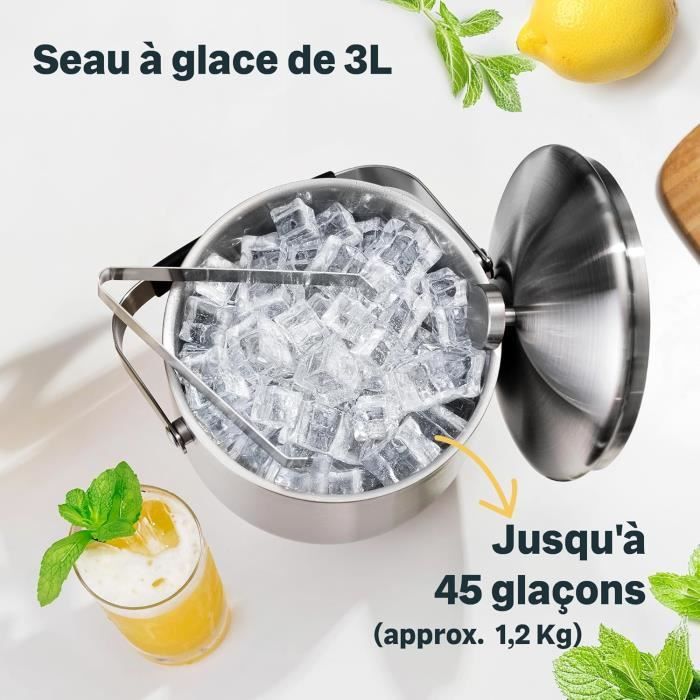 SILBERTHAL Seau à Glace 3L Isotherme Avec Couvercle Et Pince SILBERTHAL Seau à Glace 3L Isotherme Avec Couvercle Et Pince