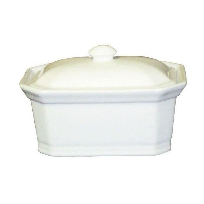 Revol Terrine Rectangulaire Porcelaine Blanche Avec Couvercle Et Plateau - 1 Litre - 24,2 X 11,4 X 7 Cm