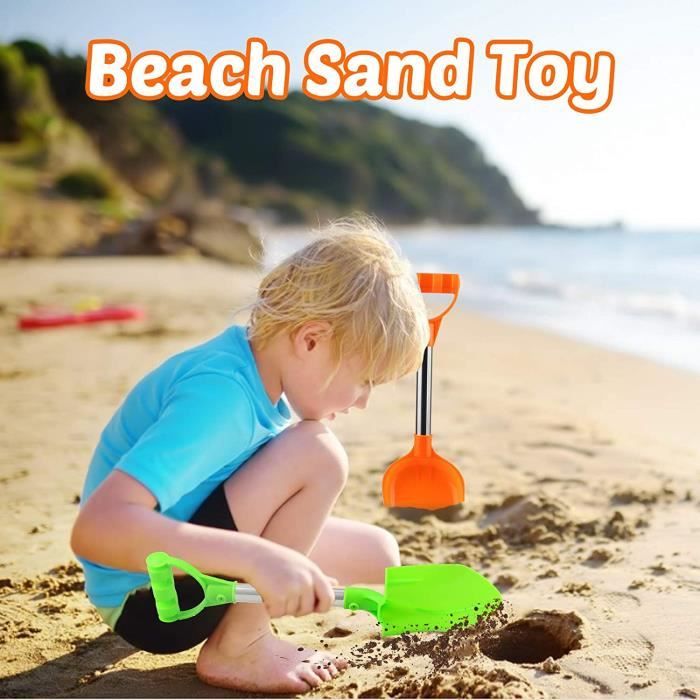 Lot De 2 Pelles De Plage Pour Enfants - Pelles En Plastique Colorées 38 Cm, Durables Et Ergonomiques, Idéales Pour Bac à Sable, Plage, Jardin Et Neige