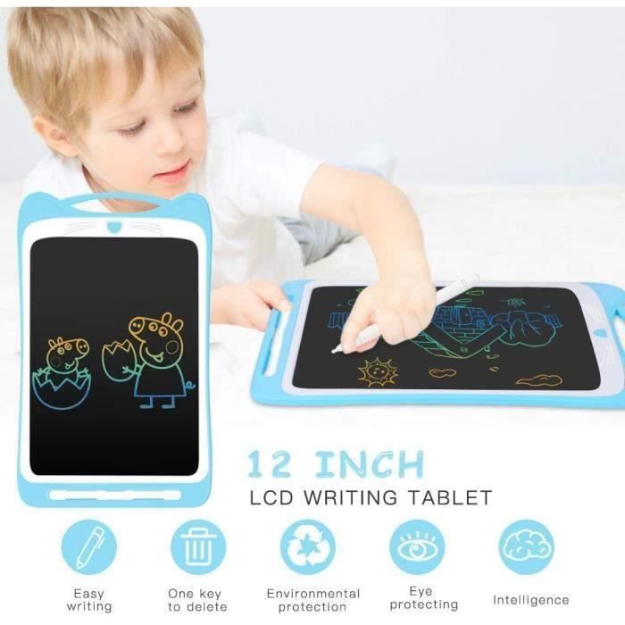 Perfect-Tablette d'Ecriture LCD Enfant 12” Ardoise Magique Coloré Planche à  Dessin avec Stylet Tablette Graphique Effaçable Bleu