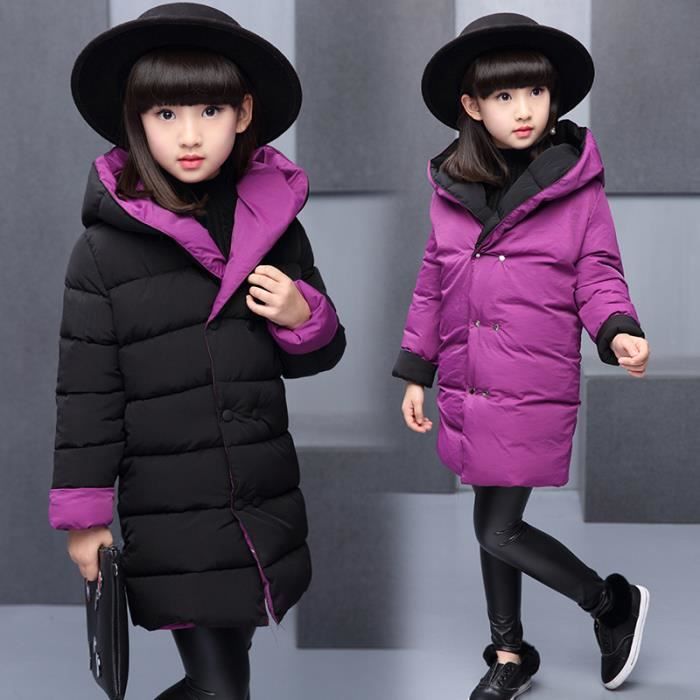 Doudoune Fille Fleurie Capuche - Manteau Court Chaud Hiver 3-11 Ans, Coupe-vent Avec Poches Pratique