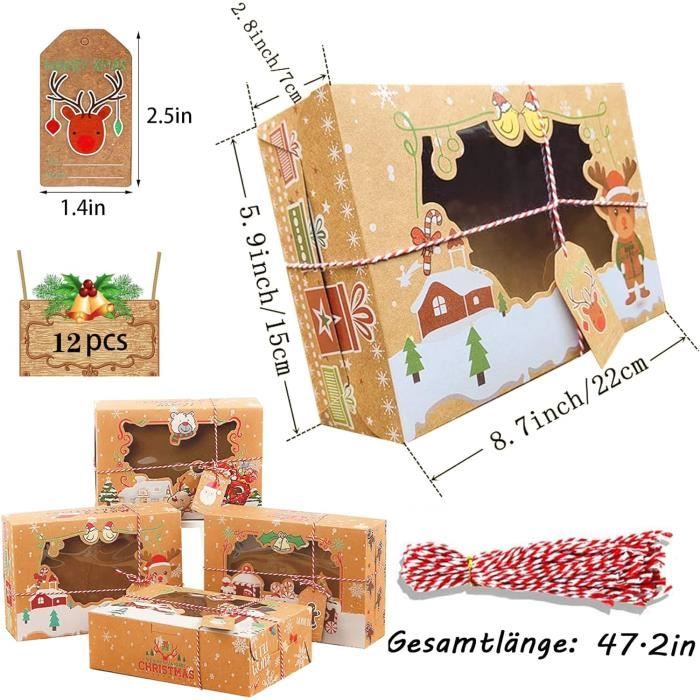 Lot De 12 Boîtes à Biscuits De Noël Portables Pour Bonbons