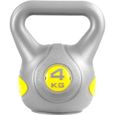 MOVIT Kettlebell plastique 4 kg - Gris/jaune - Haltères russes pour renforcement musculaire-2