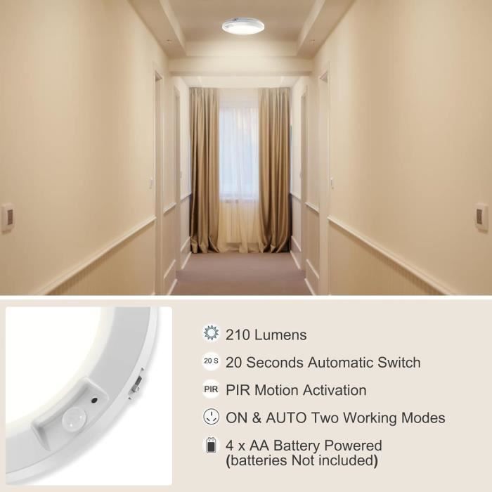 Plafonnier à Piles Avec Détecteur De Mouvement 5500 K 6000 MAh LED