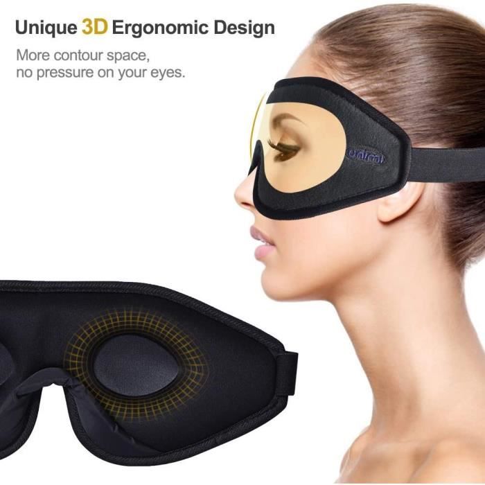 Masque De Nuit 3D Molirex - Lot De 2 - Cache-Yeux Obscurité Totale - Sangle Réglable - Homme/Femme