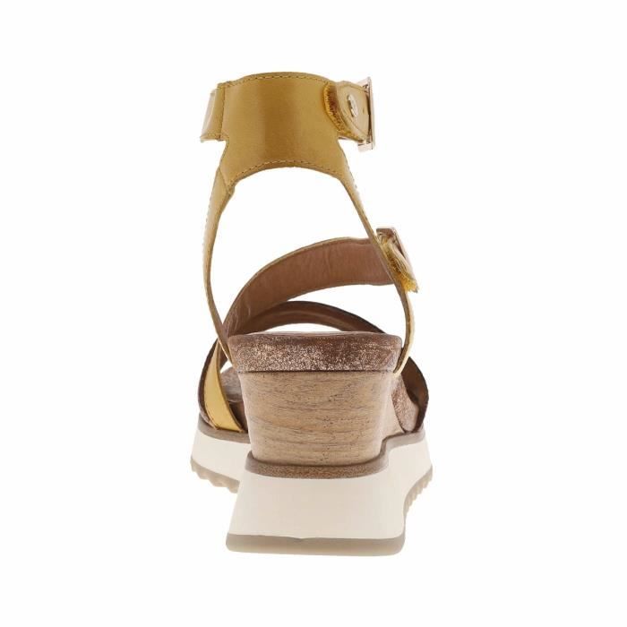 Nu pieds cuir a talon compense TAMARIS Jaune Femme
