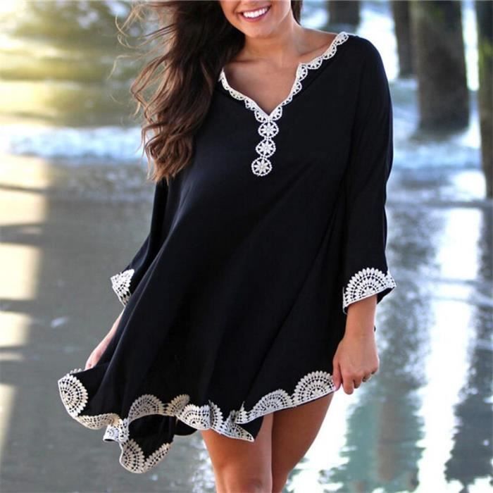 Robe 2021 broderie coton tunique Plage femmes maillot De bain