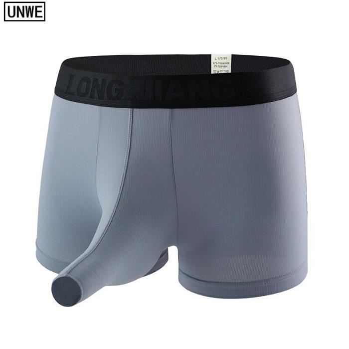 Sous vetement Marque ouvert nez d elephant sous vetements hommes soie glacee fine Boxer Shorts respirant Gay Type Light Blue 1pc Blanc Cdiscount Pret a Porter