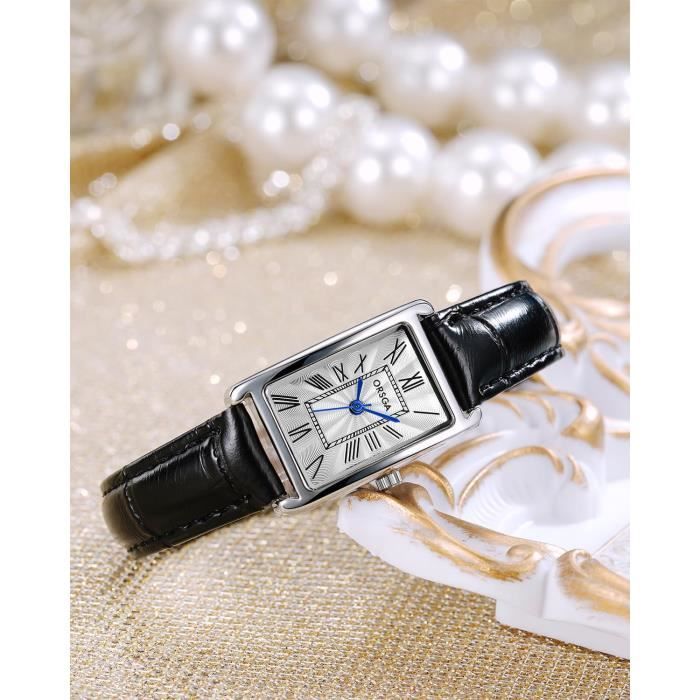 Montre rectangulaire 2025 femme bracelet cuir