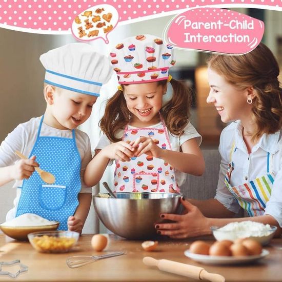 BEYAOBN Set Cuisine 45 Pièces – Tablier, Toque, Gants – Patisserie Enfant – Jeu De Rôle Chef – Dès 3 Ans