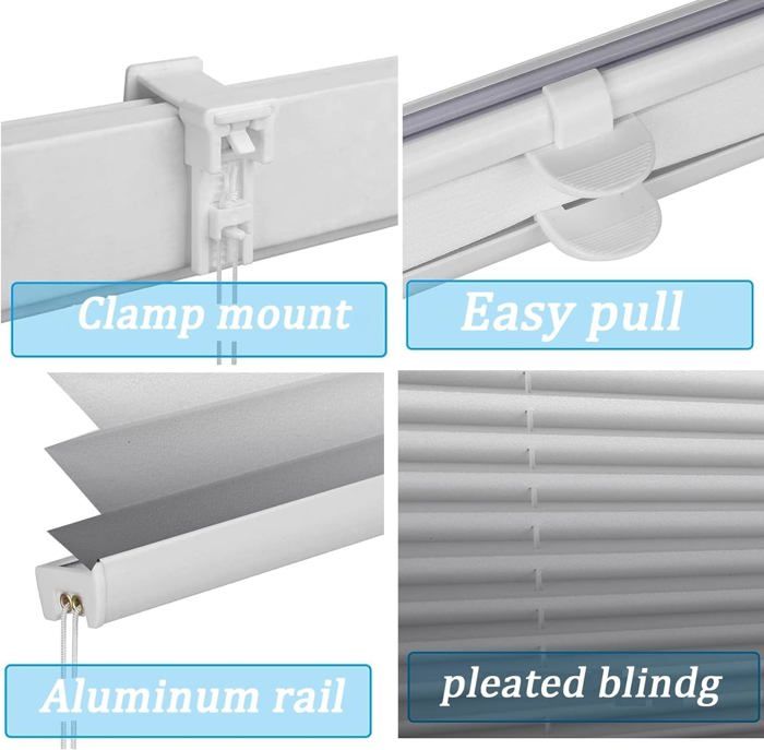 Store Plissé Occultant Sans Perçage 50 X 160 Cm Opaque, Protection De La Vie Privée Store Pliant Temporaires Stores Pliable Ajustable Hauteur Pour Fenêtre Et Porte, Beige