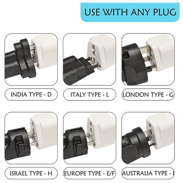 Pack White Uk Plug-Adaptateur de voyage pour prise de Type G, 3