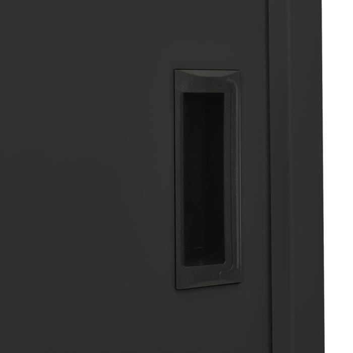 Armoire De Bureau Coulissante Anthracite – 90x40x180 Cm, 2 Portes