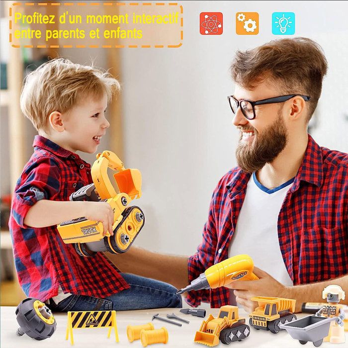 DIY Construction Kit pour Enfants,Assembler Véhicules Camion,4 en