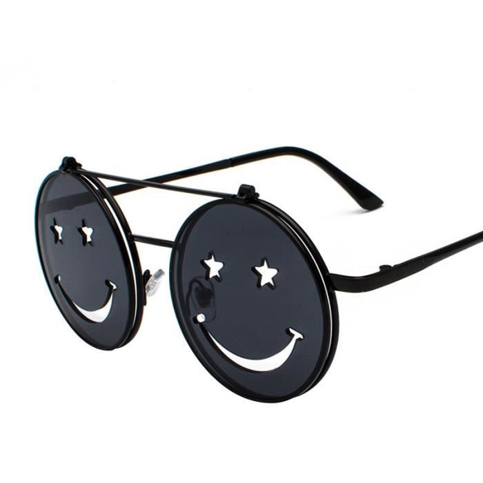 Lunettes de soleil clapet smiley pour hommes style punk r tro