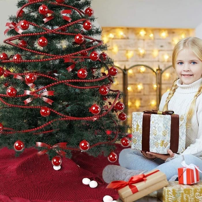 Jupe Sapin Noël 90 Cm Rouge, Tapis Rond Couvre-arbre Pour Décoration