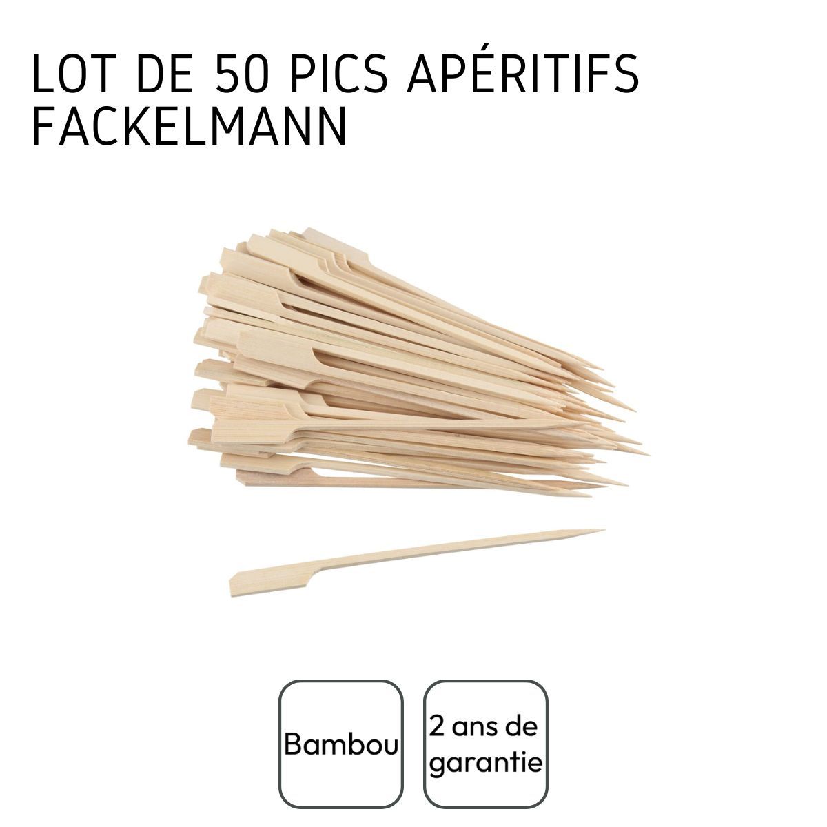 Lot de 50 pics à brochettes en bois de 25 cm Fackelmann Wood Edition