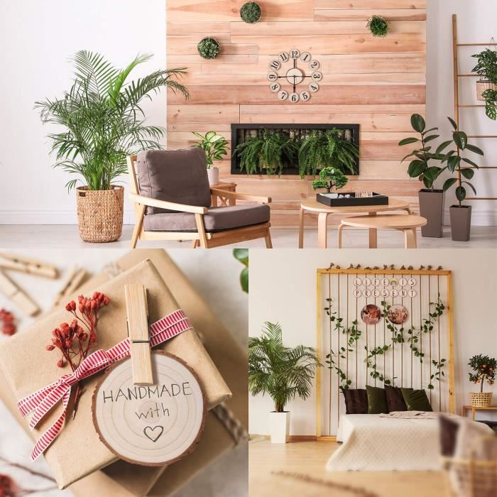 Rondins Déco DIY 100 Rondins De Bois Brut 3.4cm Avec Crochets S - Pour Bricolage Et Décorations Matériel Loisirs Créatifs