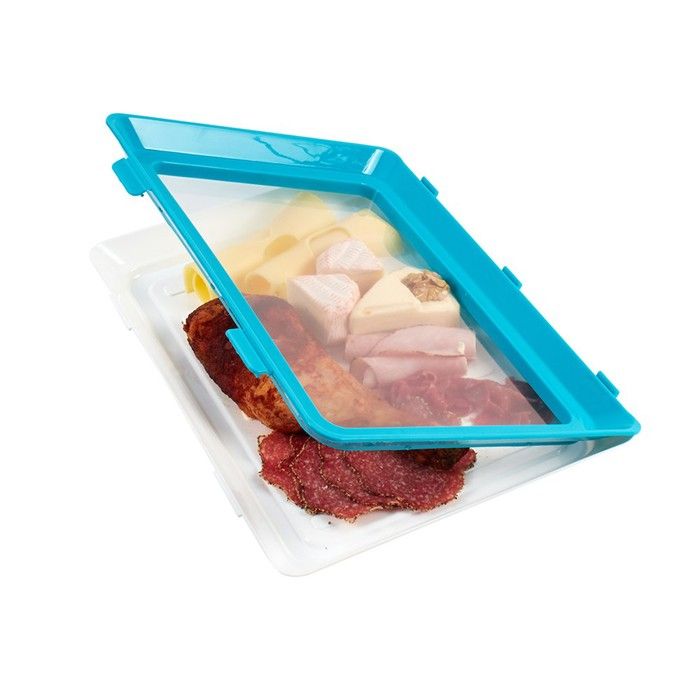 Set De 4 Boîtes De Conservation Pour Charcuterie K&G - Empilables, Avec Plateau De Service Intégré, Pour Réfrigérateur (24.5x17x3 Cm)