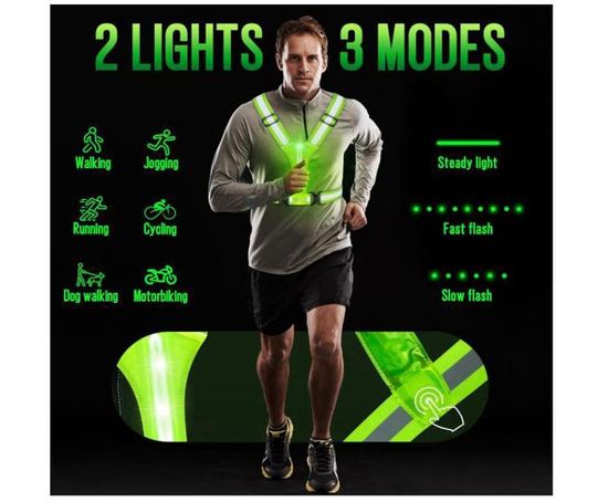 Clignotant Vélo Gilet Sécurité LED Réfléchissant - Taille Réglable Enfant/adulte - 3 Modes Lumineux Gilet Sécurité Réglable Adulte Enfant Mode Clignotant