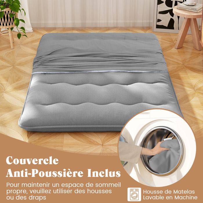 Matelas Futon Portable Pliable, Matelas Futon Japonais 90x200 Cm, Housse Lavable beige - Futon Matelas Futon Portable Pliable, Matelas Futon Japonais 90x200 Cm, Housse Lavable beige - Futon