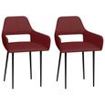 &PRO980691 Set de 2 Chaises | Chaise à dîner | pour Salon Bureau Chambre | Rouge bordeaux Similicuir Contemporain Décor-0