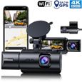TOGUARD 4K Caméra de Voiture 3 canaux Dashcam intégré WIFI GPS, Vision nocturne infrarouge,WDR,Sony Sensor, pour Taxi/Uber-0