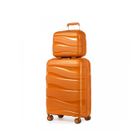 Kono Set de 2 Valise Cabine Rigide Valises de Voyage 55x40x20cm à 4 roulettes + Serrure TSA & Portable Vanity Case, Orange