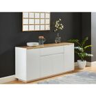 VENTE-UNIQUE Buffet AMANI - 4 portes & 1 tiroir - MDF - Coloris: Blanc laqué et Chêne