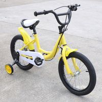 Vélo pour Enfant 16" - Jaune - avec roue auxiliaire amovibles, Pneus en Caoutchouc, Siège réglable - Cadre en acier carbone