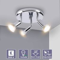 AuTech® Luminaire Plafonnier Led Orientable 350° Couleur Chrome, 3 x 6W Ampoules GU10 , 3 Spots Plafond, 600 LM - Blanc, Blanc