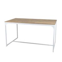 Tables à manger - Table à manger en bois et métal "La Casa Blanca" - 6 couverts - Blanc - L 150 x H 75 x P 80 cm