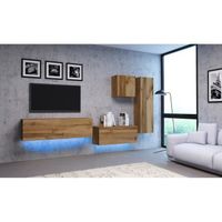 Ensemble de meubles de salon 3 VIVO - chêne wotan - avec LED - style moderne