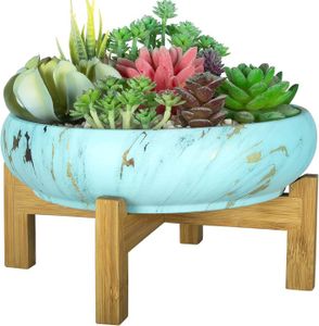 POT DE FLEUR Pot de Fleurs, Grand Pot de Plantes Succulentes avec Support Pot Bonsaï en Marbre Pots en Céramique pour Plantes.[Q692]