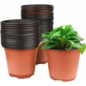Lot De 20 Pots De Fleurs En Plastique Brun - Pots De Semis Universels Avec Trous De Drainage - 7