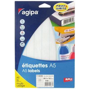Étiquettes Adhésives Blanches A5 - 192 étiquettes 56x34 Mm - Neuf Apli Agipa