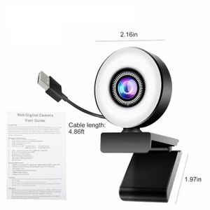 WEBCAM BLANC--Webcam Full HD 1080P USB, Webcam avec éclai