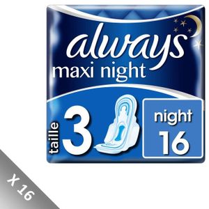 SERVIETTE HYGIÉNIQUE [Lot de 16] ALWAYS Maxi Night Serviettes Hygiéniqu