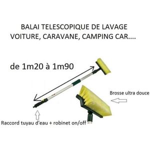 Balai Brosse De Lavage Télescopique Avec Raccord Tuyau - Longueur 1.70  Mètres à Prix Carrefour
