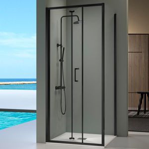 Porte douche pliante verre transparent 90cm chromé - INVENTIV - Mr
