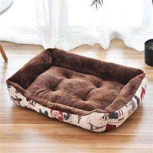 NICHE Grand lit pour animaux de compagnie, niche pour chiens et chats, chaud et confortable, nid en polai A Brown XL 80X60X15 CM -KU7545