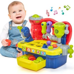 BRICOLAGE - ÉTABLI Outil de réparation des jouets de table pour Enfant avec Musique et Lumières Jeux Educatif pour Bébé,Cadeaux d'anniversaire Noël    