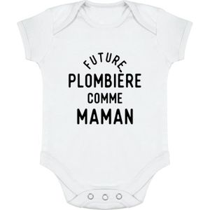 BODY body bébé | Cadeau imprimé en France | 100% coton | Future plombière comme maman